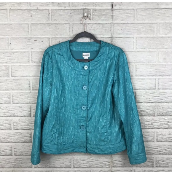 Chico's Jackets & Blazers - Chico’s Sarin Button Down Jacket Teal